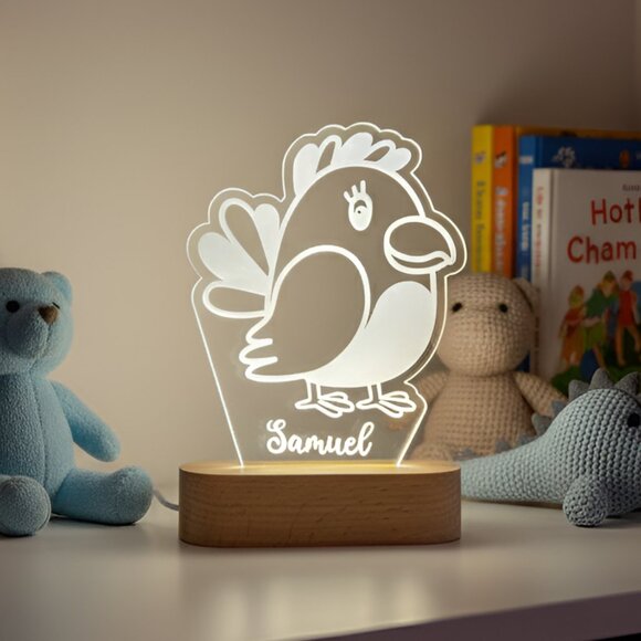 Rooster Chick Custom Name Light • Personalized LED Cloud Decor • Baby Gift - Picture 8 of 8